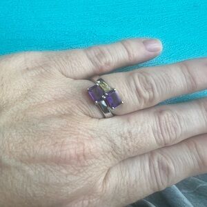 Sterling Silver Amethyst Bypass Ring